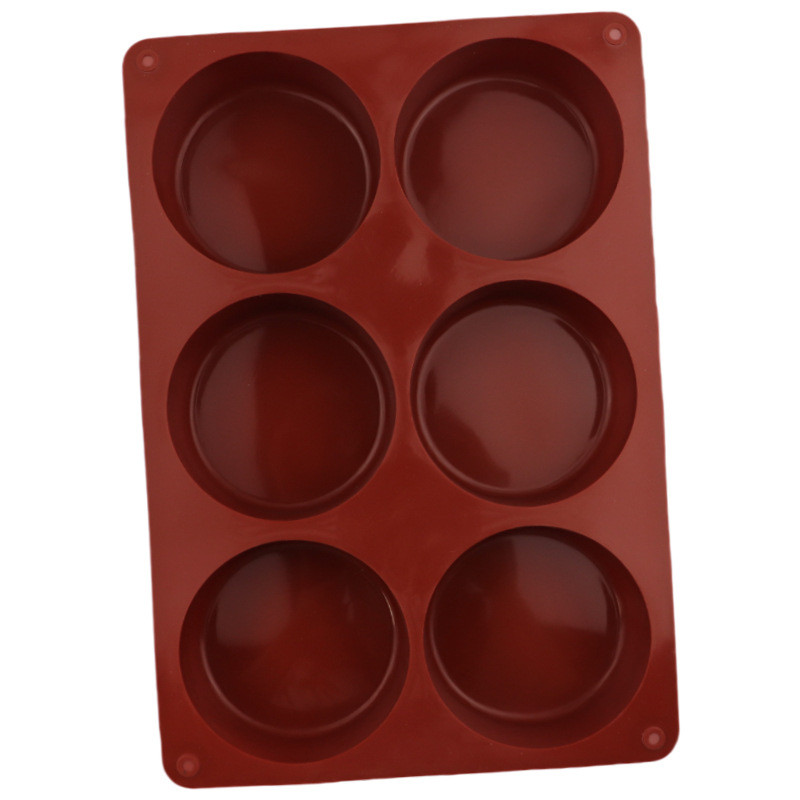 Khuôn silicon 6 khoang lớn hình trụ, khuôn làm bánh, xà phòng, socola, mousse tráng miệng DIY