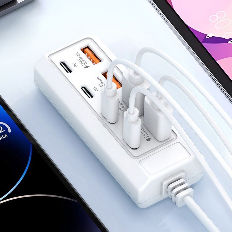 Ổ cắm sạc USB 8 trong 1 thiết thực - Dock sạc Type C chất lượng cao - Phụ kiện sạc PD 25W đa năng