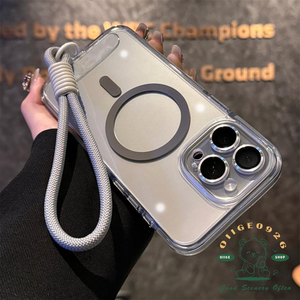 [Vỏ dây buộc] Vỏ điện thoại từ tính pha lê băng hai màu iphone16 Pro Max 15 14 13 12 cho vỏ iPhone Vỏ mềm silicon TPU + PC chống sốc