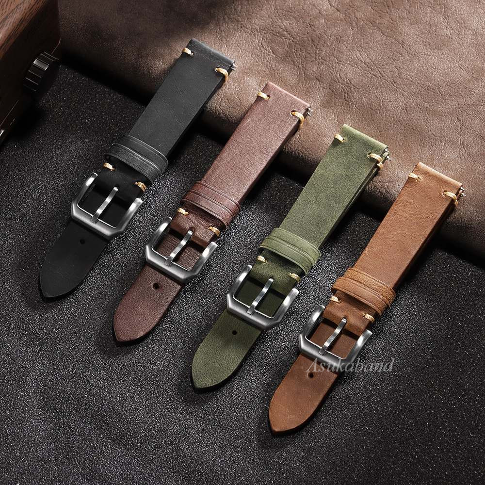 Dây đeo đồng hồ bằng da thật cổ điển 20mm 22mm Dây đeo đồng hồ phát hành nhanh cho đồng hồ thông minh Dây đeo đồng hồ thạch anh dành cho nữ Vòng tay nữ Cô gái Phụ kiện đồng hồ đầy màu sắc