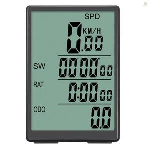 Máy tính xe đạp không dây đồng hồ tốc độ chống nước có đèn nền LCD màu xanh lá cây
