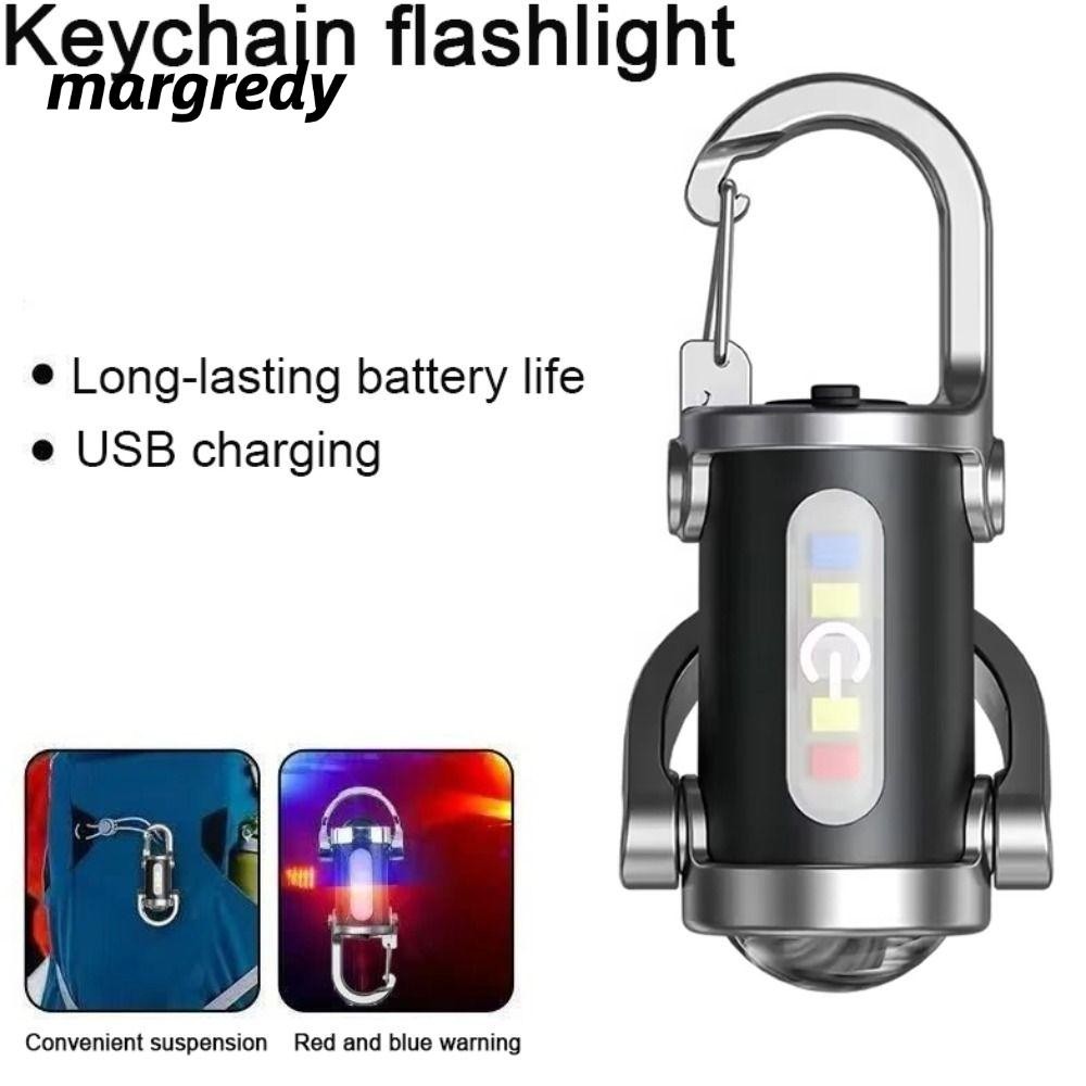 Đèn pin móc khóa MARGREDY, Đèn pin LED có thể sạc lại USB Mini, với đèn đỏ & xanh Đèn lồng cắm trại di động siêu sáng Tìm kiếm đi bộ đường dài