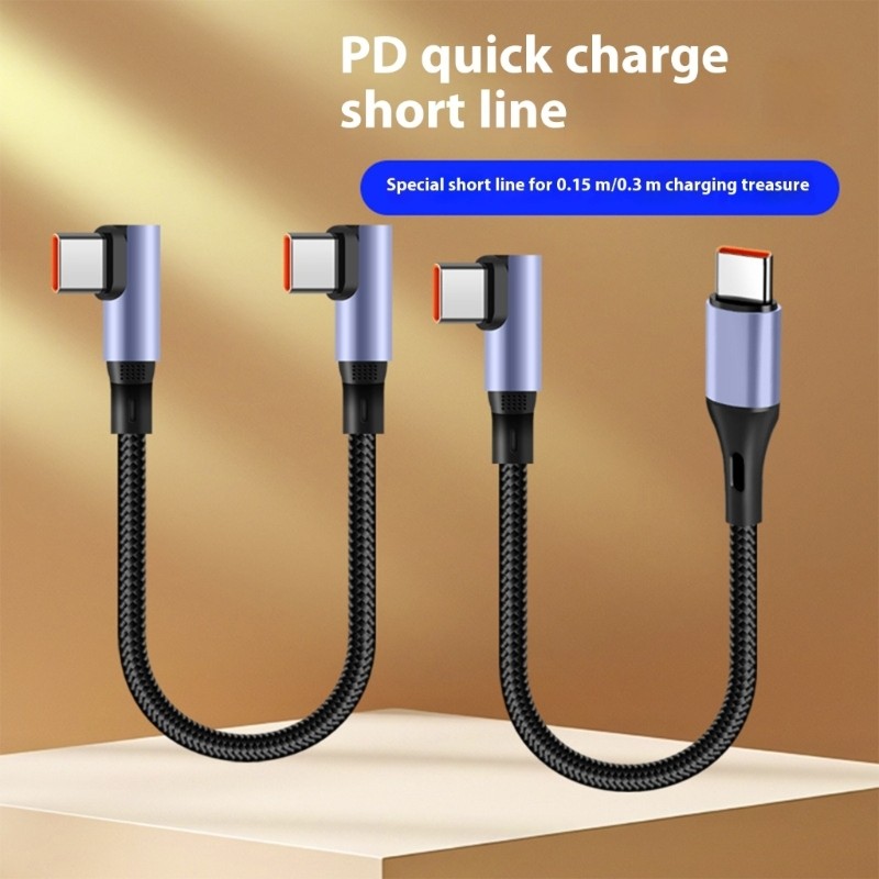 Cáp sạc Yoo Angled Type C Dây dữ liệu nhanh ngắn Dây dày Truyền dữ liệu ổn định Khả năng tương thích thiết bị rộng Blac
