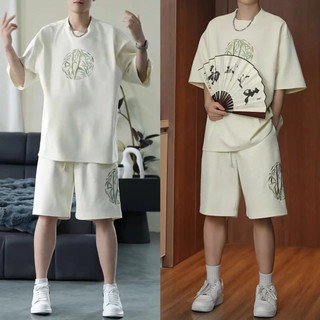 Bộ đồ nam style Trung Quốc, size lớn, set two món gồm áo ngắn tay và quầnshort, mã 619W