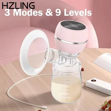 Máy hút sữa điện tích hợp HZLING, với màn hình LED Máy hút điện cho con bú, 9 mức hút tiếng ồn thấp 180ml Bình sữa vắt sữa
