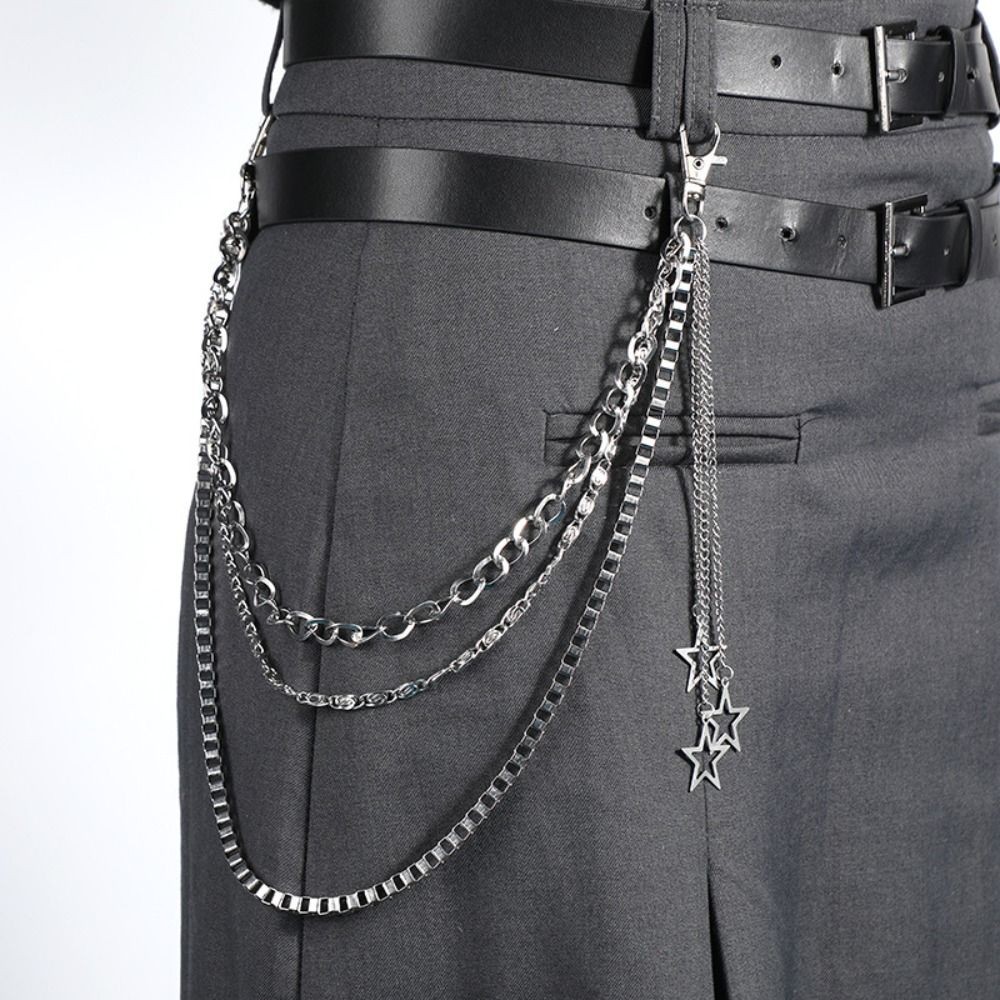 Dây xích tua rua HappyNook và dây thắt lưng ngôi sao hip hop, hợp kim kim loại thời trang Y2K gothic, phù hợp cho nam và nữ