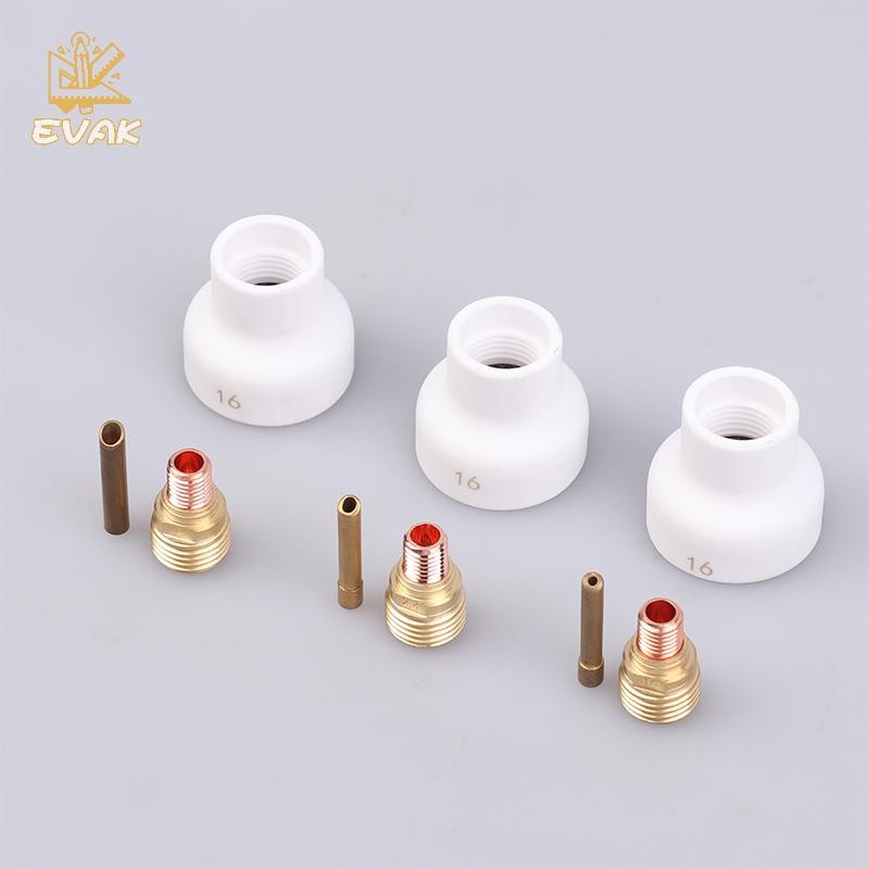Alittlesetrtu 3 Cái Hàn TIG #16 1.6 / 2.4 / 3.2MM Đầu Phun Gốm Trắng Alumina Cốc Bộ Đèn Pin WP9 20 25 Stubby Collets Thân Khí Bộ Ống Kính VN