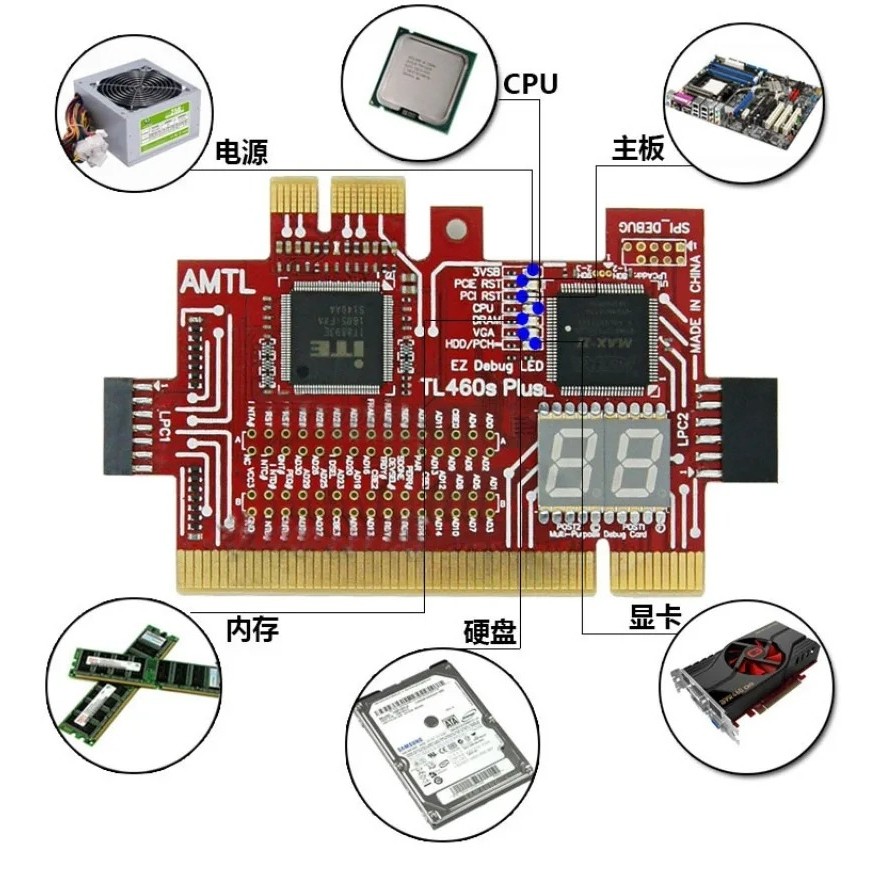 TL460S plus Thẻ chẩn đoán bảng chính PCIE Phát hiện bảng chính Máy tính để bàn Thẻ chẩn đoán lỗi máy tính để bàn