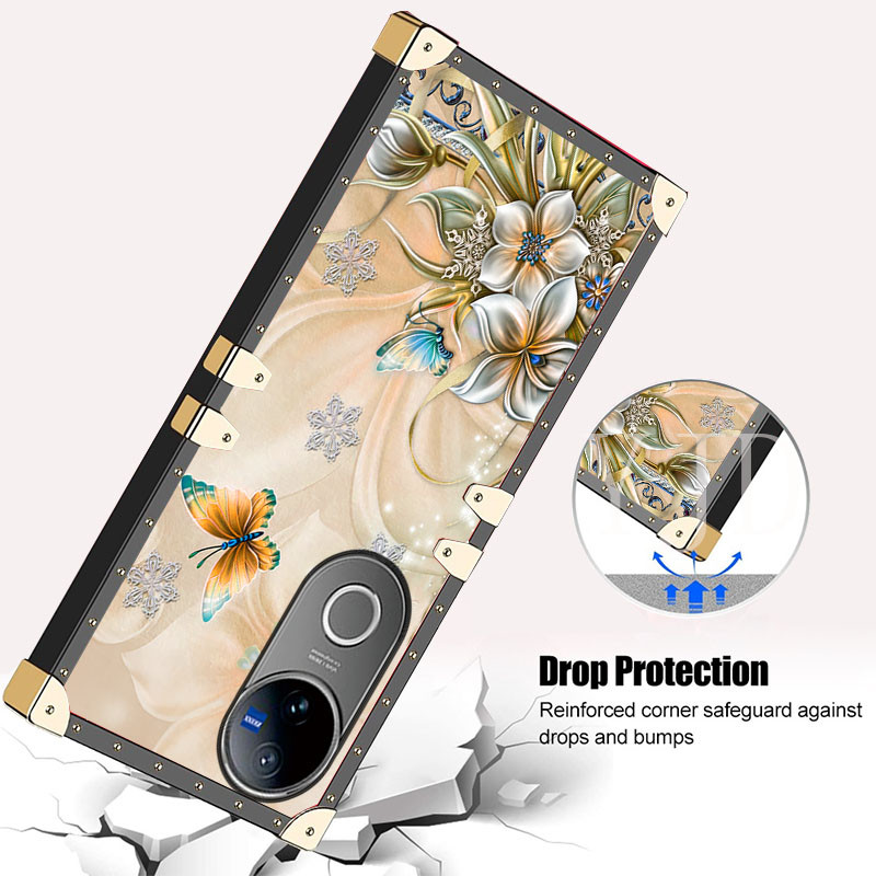 Ốp YJD Cho Vivo V50 Ánh Sáng Phong Cách Sang Trọng Dây Tay Cạnh Thẳng Chống Rơi Vỏ Điện Thoại
