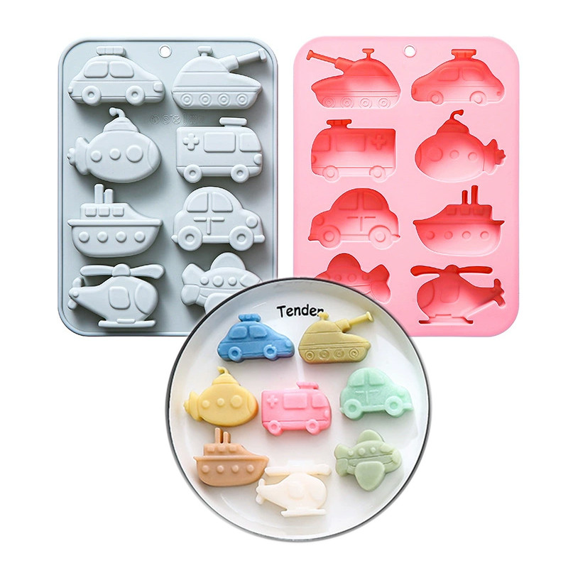 8 Khoang Giao Thông Khác Nhau Chủ Đề Vận Chuyển Khuôn Silicon Xe Tăng Máy Bay Sô Cô La Khay Đá Bánh Quy Khuôn Làm Bánh DIY- * * -