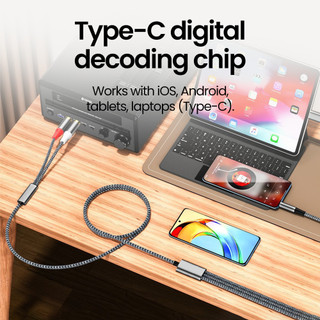 Cáp âm thanh Elough USB C sang RCA Loại C sang 2RCA Nam Jack Y Splitter Dây âm thanh nổi