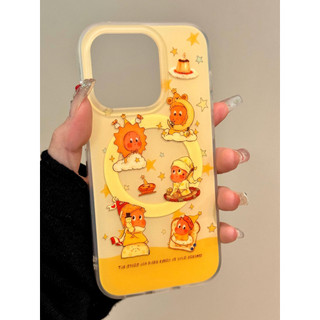 Bánh mì nướng dễ thương Ngôi sao nhỏ Giá đỡ từ tính Vỏ điện thoại di động Thích hợp cho iPhone16 15 14 13 Pro Max Bảo vệ Camera chống sốc Vỏ cứng chống rơi