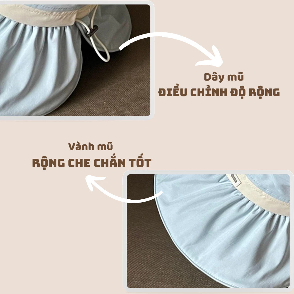 Mũ Chống Nắng Rộng Vành Chống Tia UV 99%, Nón Che Nắng Nữ Đi Biển Có Quai Điều Chỉnh Xuân Hè 2025