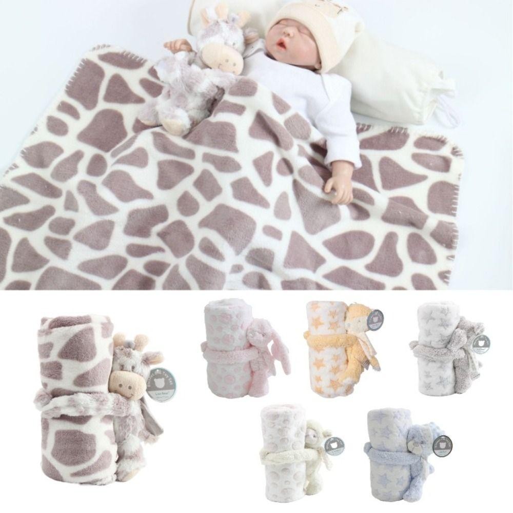 JUIC 2 Cái / bộ Chăn Sang Trọng Cho Bé, Chăn Ngủ Cho Bé Sơ Sinh 75 * 100cm Flannel, Quà Tặng Cho Bé Thú Nhồi Bông Thiết Kế Thỏ Chăn Ngủ Cho Bé