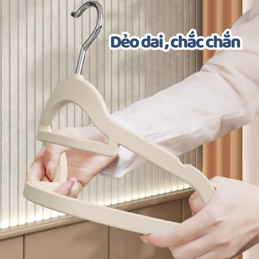 Combo 10 Móc treo quần áo nam nữ bọc nhung siêu mỏng chống trượt tiện dụng, đầu móc xoay 360 độ