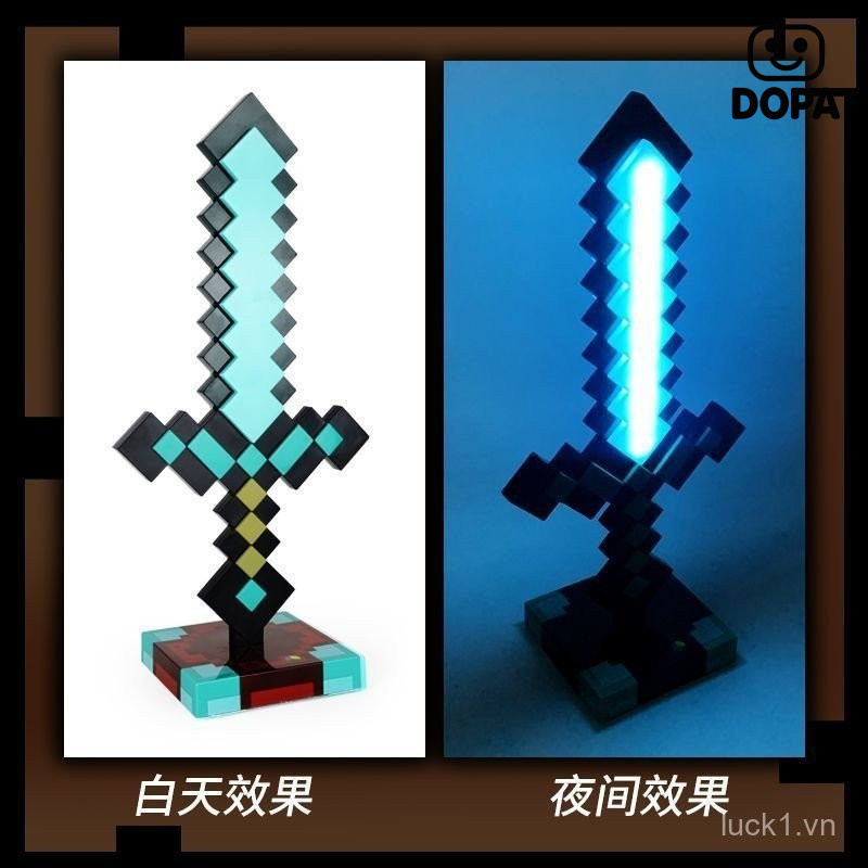 Mô hình kiếm kim cương Minecraft phát sáng, đèn ngủ MC, đồ chơi giảm căng thẳng, quà sinh nhật