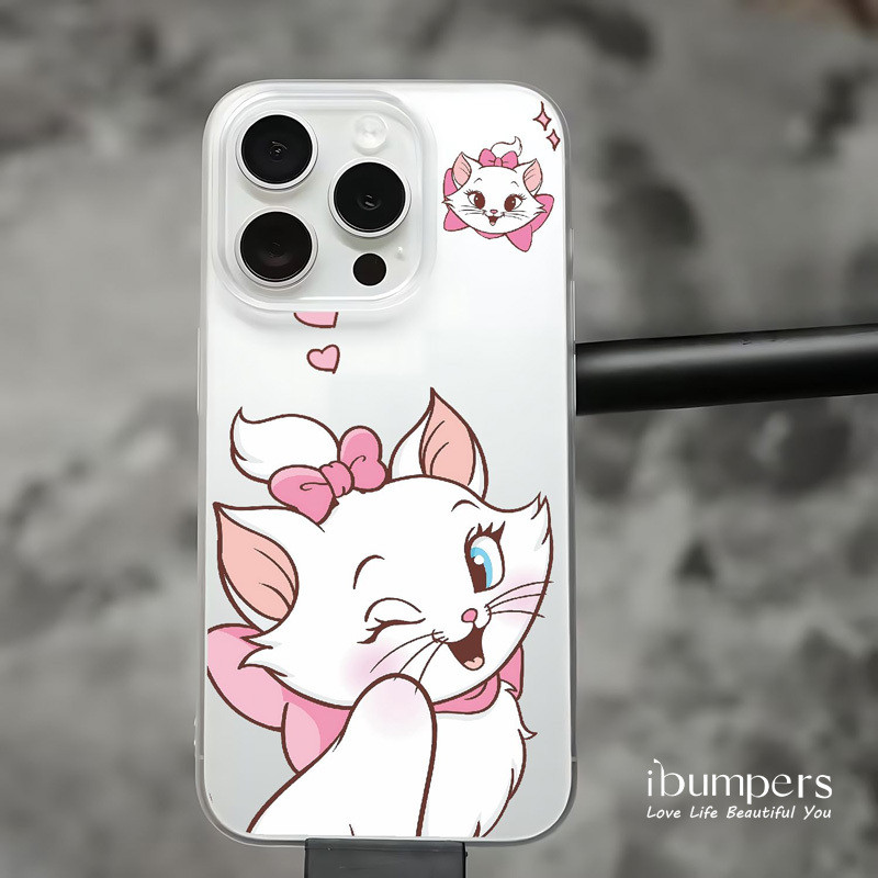 ibumpers Ốp Điện Thoại iPhone Dễ Thương Nơ Màu Hồng Họa Tiết Mèo Ốp Lưng Trong Suốt Nhám Mờ Chống Bẩn Chống Sốc Cho IPhone 16 15 14 12 13 11 Pro Max IP 7 8 Plus X XS XR
