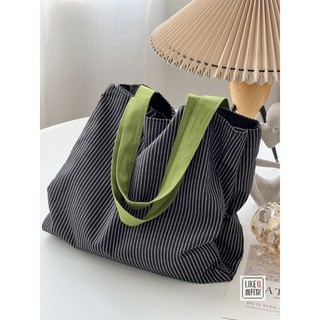 2026 Original Niche Design Phong Cách Hàn Quốc Kẻ Sọc Canvas Nhiều Lớp Tote Yoga