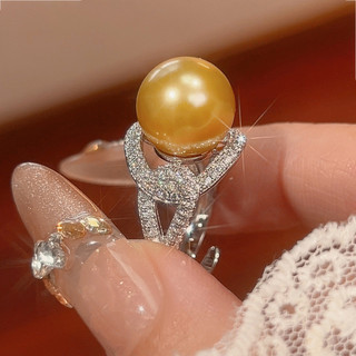 Châu Âu Mỹ INS Phong Cách Mới Úc Hạt Trắng Biển Nam Hạt Màu Xám Mở Nhẫn Nữ