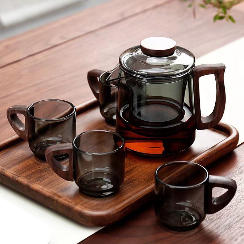 Quả óc chó Ấm Trà Bộ Ấm Trà Chống bỏng Kính Dày 500ml Văn Phòng Hộ Gia Đình Trà Nước Thiết Kế Riêng Biệt