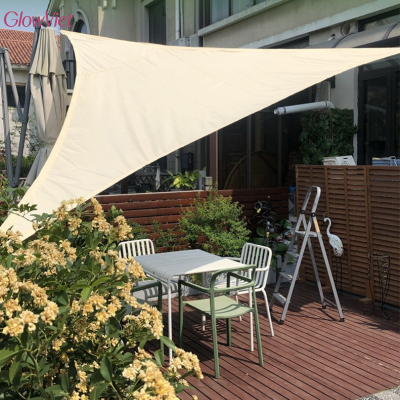 Bạt Vải Hình Tam Giác,Vải Oxford 210D Chống Nước + UV 95%,Thiết Kế Hiện Đại Cho Quán Cafe/Sân Vườn