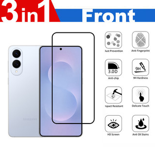 Kính cường lực Chống rơi 3 trong 1 Bảo hiểm đầy đủ cho Samsung Galaxy S25 Edge S25 S24 S23 S22 S21 Ultra Plus FE 5G Bảo vệ màn hình + Trở lại phim + Máy ảnh Bảo vệ ống kính