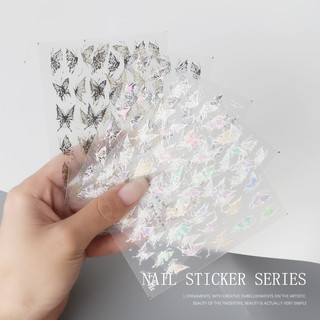 Tomoni Nail Art Nhãn dán móng tay hình bướm laser nhiều màu sắc, màu bronzing 5D nổi, nhãn dán màu ma thuật, trang trí móng tay, công cụ làm móng cho tiệm nail
