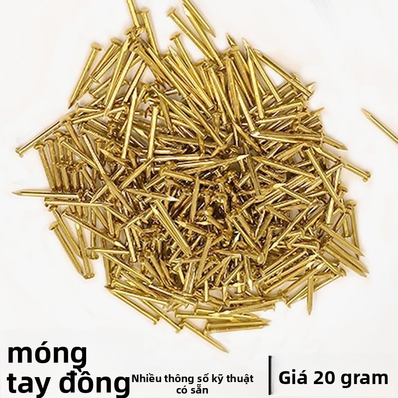 Đinh đồng đầu tròn mini dùng cho gỗ, chất liệu đồng thau, màu vàng, bề mặt mịn