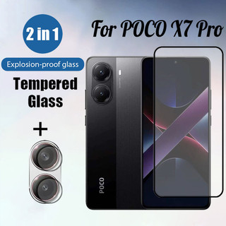 Bảo vệ màn hình kính cường lực 2 trong 1 POCO X7 Pro cho Xiaomi POCO X6 M6 Pro 4G 5G Phim bảo vệ kính & Phim ống kính máy ảnh