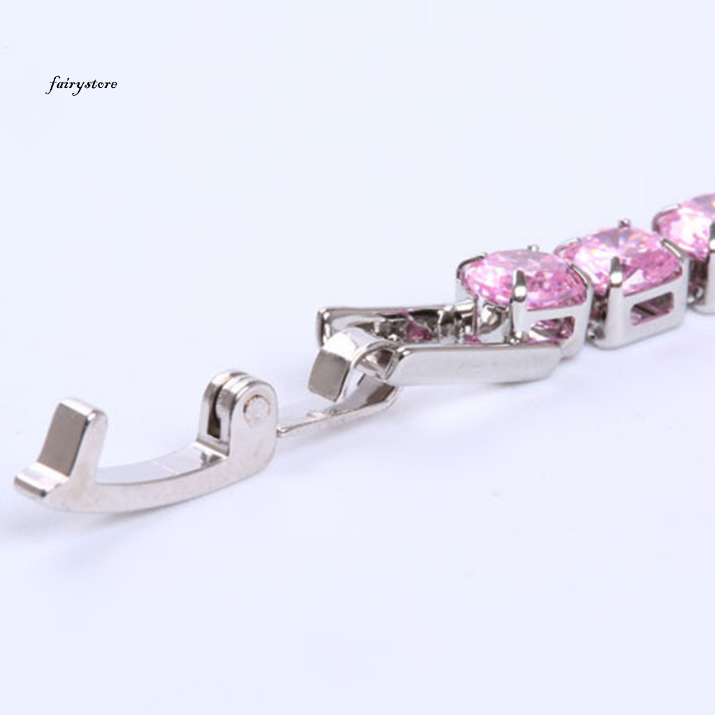 Fairystore| Vòng Tay Sang Trọng Kim Cương Giả Tinh Tế Nhiều Màu Lấp Lánh Trang Phục Ravishing Vòng Tay Quần Vợt Nữ Cổ Tay Trang Sức Cho Nữ