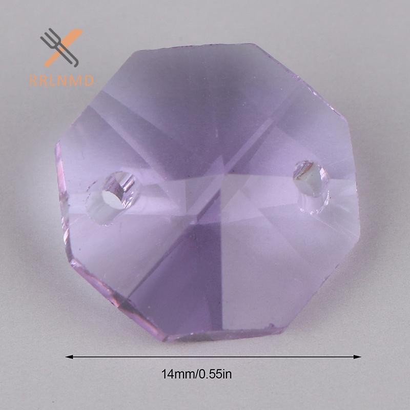 RRLNMD 50 Cái 14MM 2 Lỗ Thủy Tinh Pha Lê Hạt Hình Bát Giác Lăng Kính Rèm Đèn Chùm Phần Mặt Dây Chuyền Kính Trang Sức MỚI