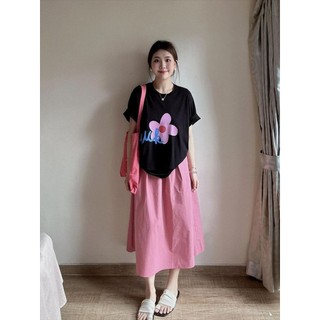Tay Ngắn Đơn Giản Hoa Lớn Chữ Đen Áo Thun Cotton Nguyên Chất 2025 In Hình Mỏng Hơn Nhìn Rời Hàng Ngày Phù Hợp Với Phong Cách Mới Half Sleeve Design