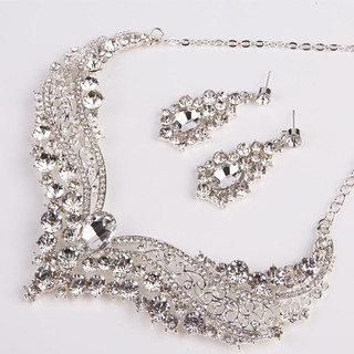 Phụ Nữ Đá Vòng Cổ Bông Tai Bộ Không Gây Dị Ứng Dazzling Phụ Kiệu Phù Dâu Cưới Hóa Trang