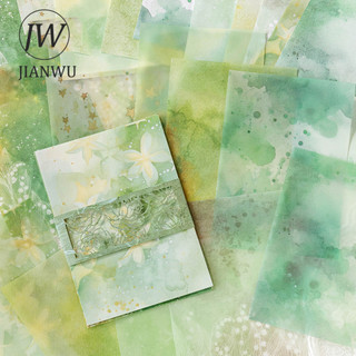 JIANWU Màu Blur Series Vintage Màu Nước Sương Phong Cảnh Cắt Dán Sổ Lưu Niệm Chất Liệu Giấy Sáng Tạo Rác Tạp Chí Văn Phòng Phẩm