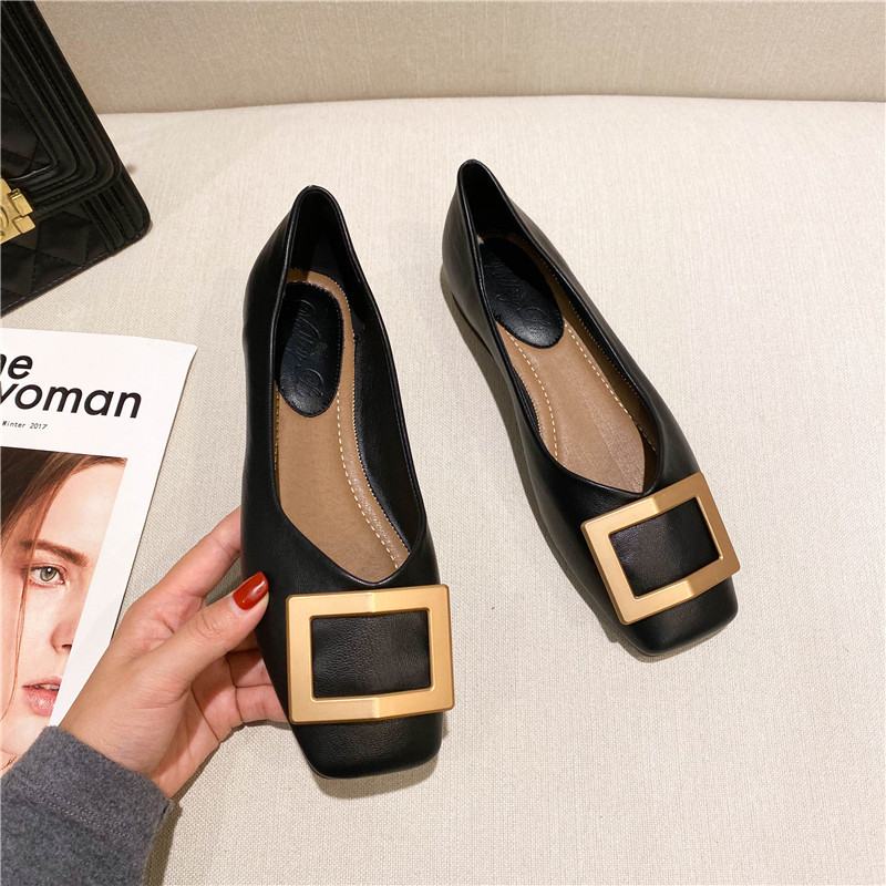 Giày Nữ Size Lớn (32-44) Size Nhỏ 32 33 34 Giày Đế Bằng Mũi Vuông Nữ Phiên Bản Hàn Quốc Phù Hợp Với Miệng Nông Da Mềm Nhẹ Nhàng Giày Dạ Hội Đế Mềm Giày Muỗng JUNE10