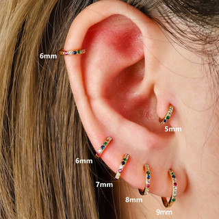 ✨5 / 6 / 7 / 8 / 9mm Mini Nhiều Màu Sắc Zircon Nhỏ Khóa Tai Tính Khí Punk Cô Gái Nóng Xương Tai Xuyên Bông Tai