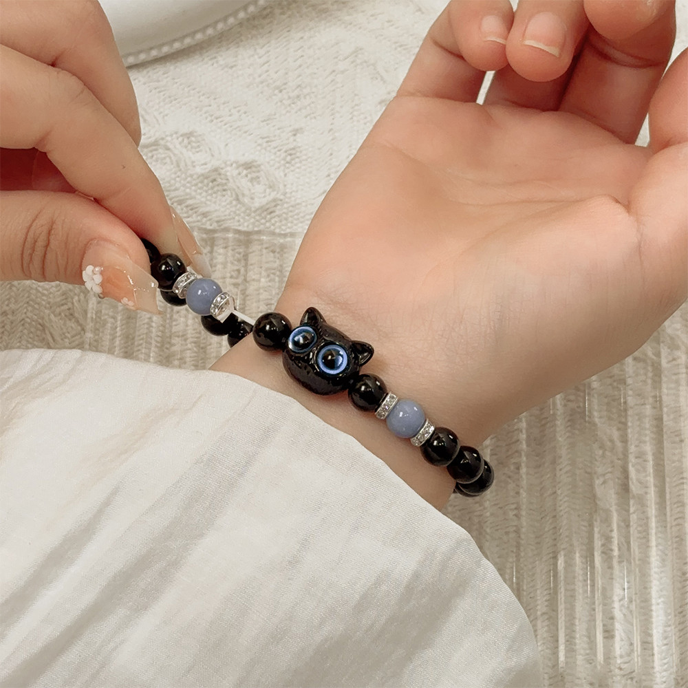Thời Trang Phát Sáng Trong Bóng Tối Mèo Đính Hạt Tay Dệt Vòng Tay - Đáng Yêu Mèo Con Quyến Rũ Cặp Đôi Bạn Bè Lắc Tay Trang Sức