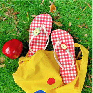 XIXITIAO Nữ Flip-Flops Kẻ Sọc Đỏ Táo Kỳ Nghỉ Mùa Hè Thời Trang Giày Sandal Đi Biển