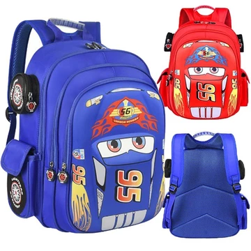 Ba lô học sinh cho trẻ em, ba lô cho bé trai mẫu giáo Ba lô học sinh McQueen màu đỏ xanh 95, phù hợp cho trẻ em từ 3-12 tuổi, ba lô truyện