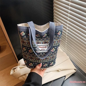 Túi xách nữ Canvas Tote họa tiết hình học hợp thời trang Túi xách cho du lịch đi biển mua sắm hàng ngày