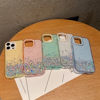 Kẹo Màu Lấp Lánh Ngôi Sao Bột Sequin Silicon Ốp Lưng Điện Thoại iPhone 16Promax 16Plus 15Promax 11 12 13 14 Pro Max Chống Sốc Nữ Điện Thoại Di Động