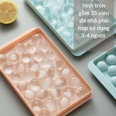 Khay làm đá thông minh Khuôn làm đá viên tròn nhựa dẻo vỉ 33 viên có nắp đậy rẻ