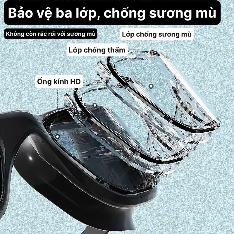 Bộ kính bơi - nón bơi người lớn YOUYOU – Kính bơi siêu trong, mũ silicone co giãn – Tặng kèm nút tai