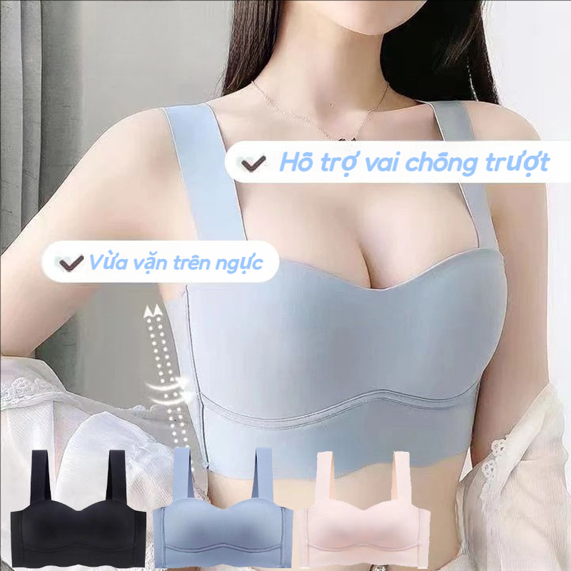 Áo Ngực Có Đệm Mút Dày Nâng Ngực 4CM Mịn Không Lộ Viền Không Gọng Chống hằn đỏ