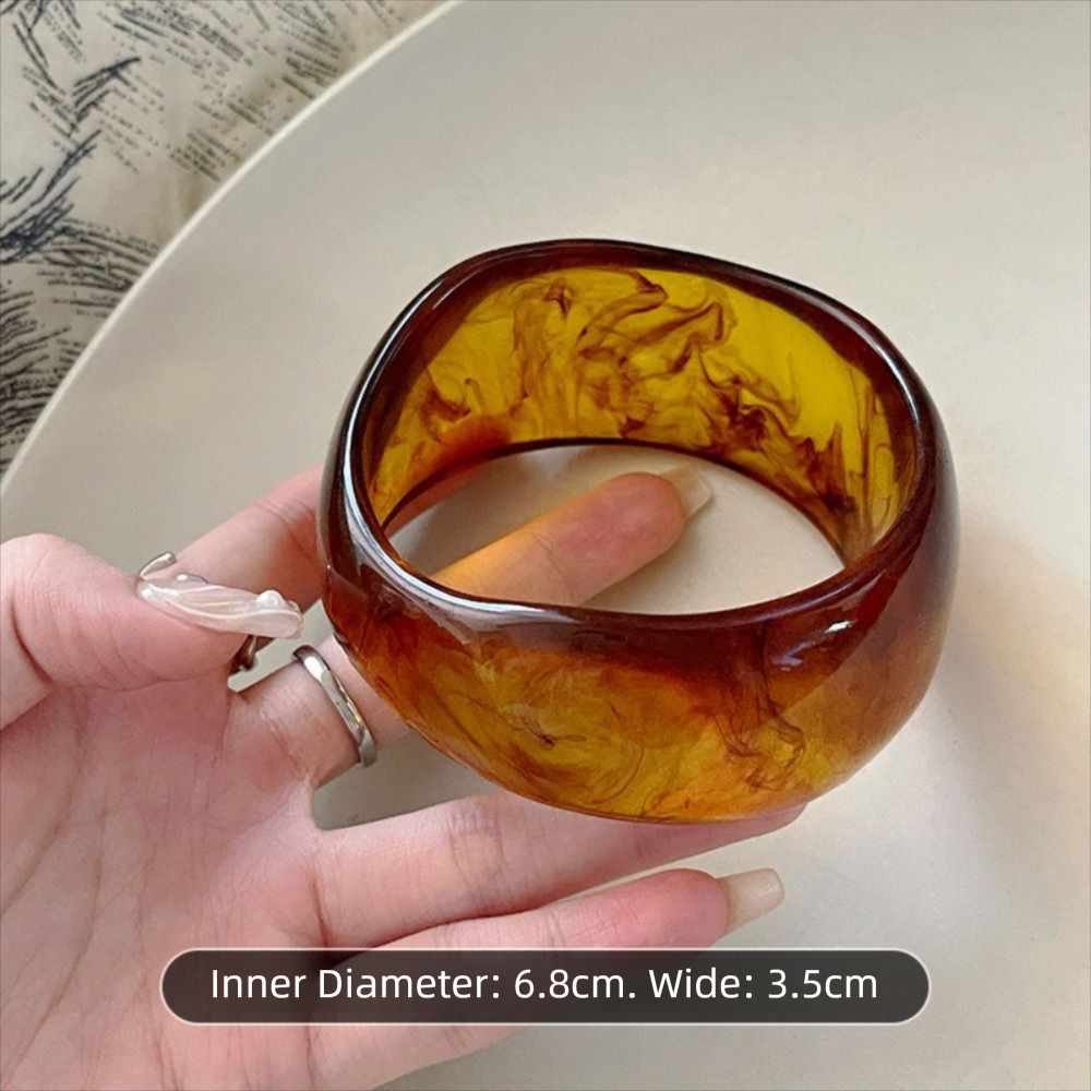 Vòng tay phóng đại DAYONE, Thiết kế uốn cong bằng Acrylic Vòng tay không đều, Thiết kế táo bạo Vòng tay mở Chất liệu nhựa Hình chữ C Vòng đeo tay rộng Vòng đeo tay Tuyên bố mảnh