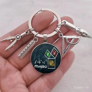 [Phụ kiện] Móc khóa thủy tinh hình tròn họa tiết chủ đề toán học tinh xảo thời trang bán chạy quà kỷ niệm tốt nghiệp bạn cùng lớp YUME