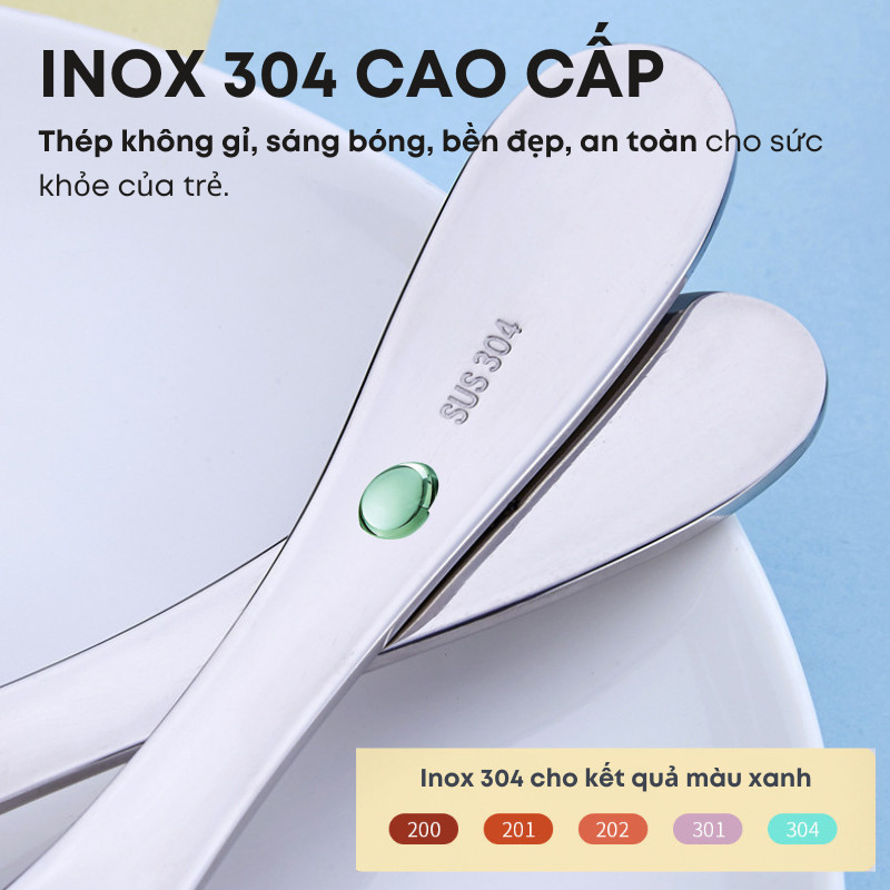 Bộ Dao Thìa Nĩa Inox 304 Cao Cấp Cho Bé Từ 2 Tuổi - Tay Cầm Hoạt Hình Màu Sắc Tươi Sáng Không Bong, Bền Đẹp | 303