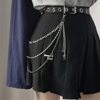 Dây thắt lưng ngôi sao Hip Hop nhiều lớp và móc chìa khóa kiểu Gothic Y2K dành cho nữ