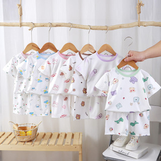 (6m-12Yrs) Bộ đồ ngủ ngắn tay cho trẻ em Unisex Bộ đồ ngắn tay Cotton Jacquard cho bé