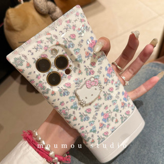 Sữa Rửa Mặt Sang Trọng Full Màn Hình Hoa KT Cat Ốp lưng Thích Hợp Cho iPhone16 15 14 13 12 11 Pro Max Chống Sốc Bảo Vệ Camera Ốp Lưng Mềm Chống Rơi